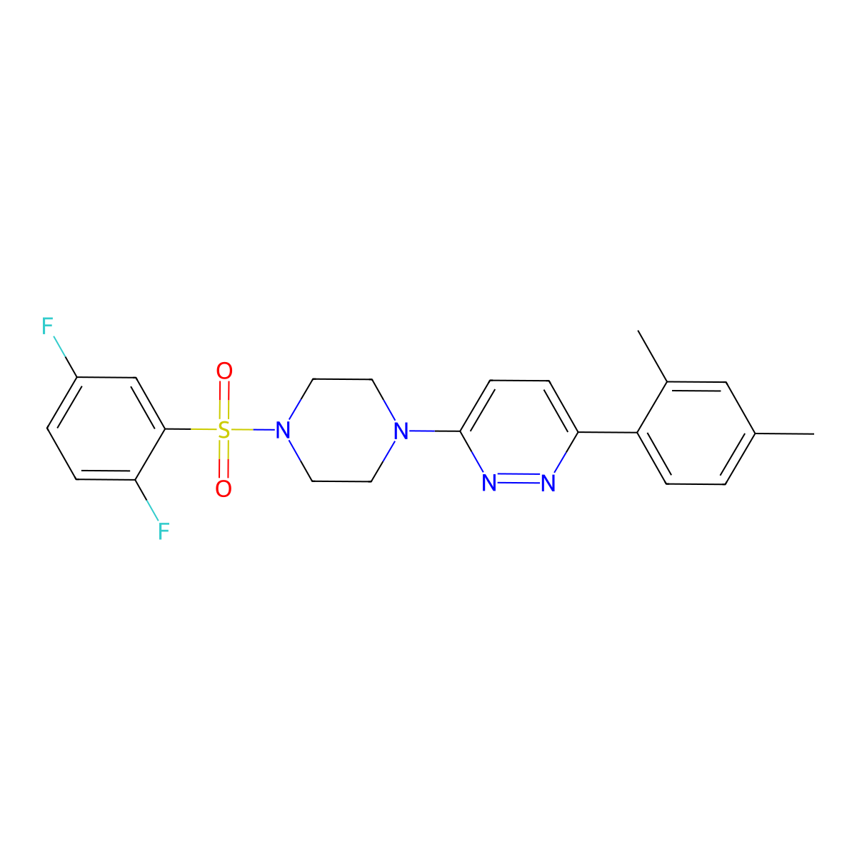 3-(4-((2,5-Difluorophenyl)sulfonyl)piperazin-1-yl)-6-(2,4-dimethylphenyl)pyridazine molecular structure, CAS 1021131-54-3