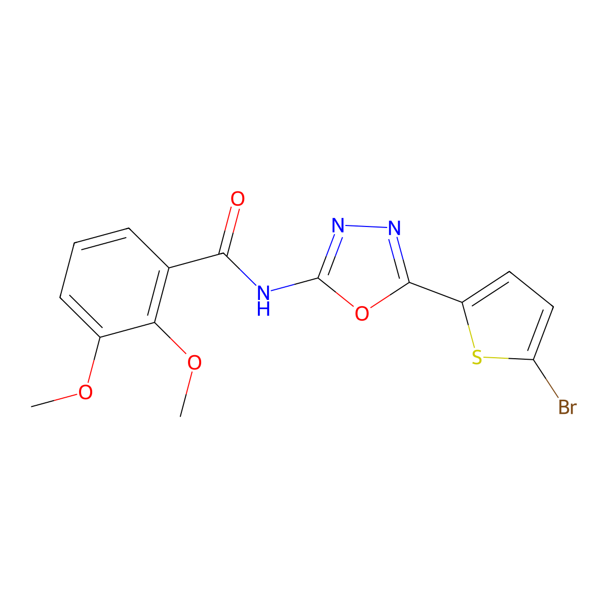 N-[5-(5-bromothiophen-2-yl)-1,3,4-oxadiazol-2-yl]-2,3-dimethoxybenzamide molecular structure, CAS 1021131-89-4
