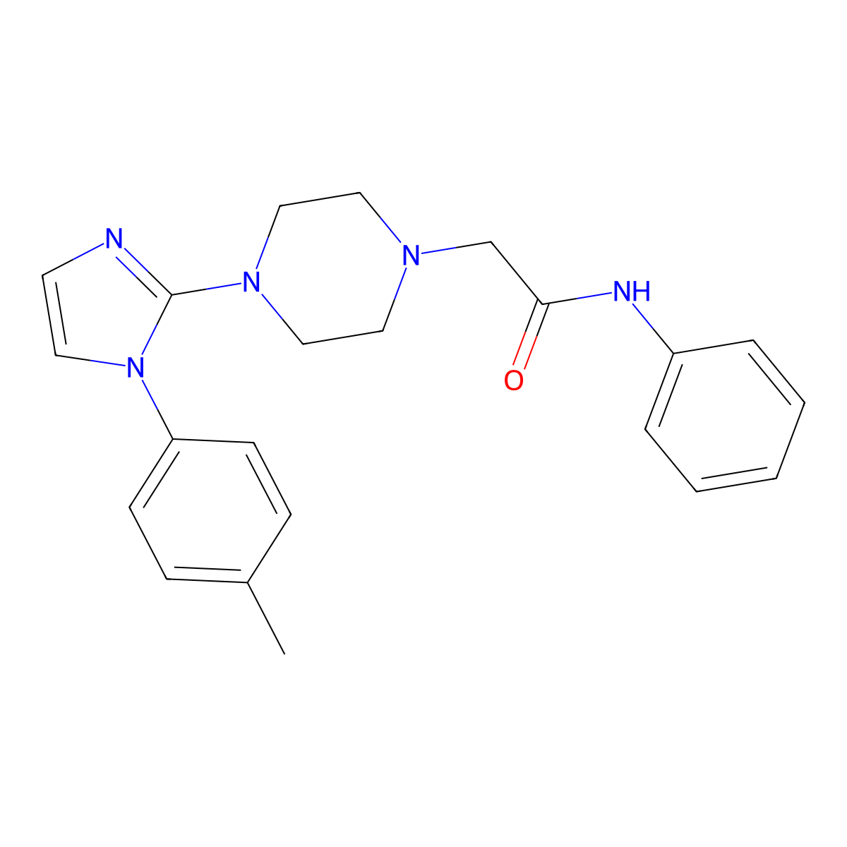 N-phenyl-2-(4-(1-(p-tolyl)-1H-imidazol-2-yl)piperazin-1-yl)acetamide molecular structure, CAS 1021132-30-8
