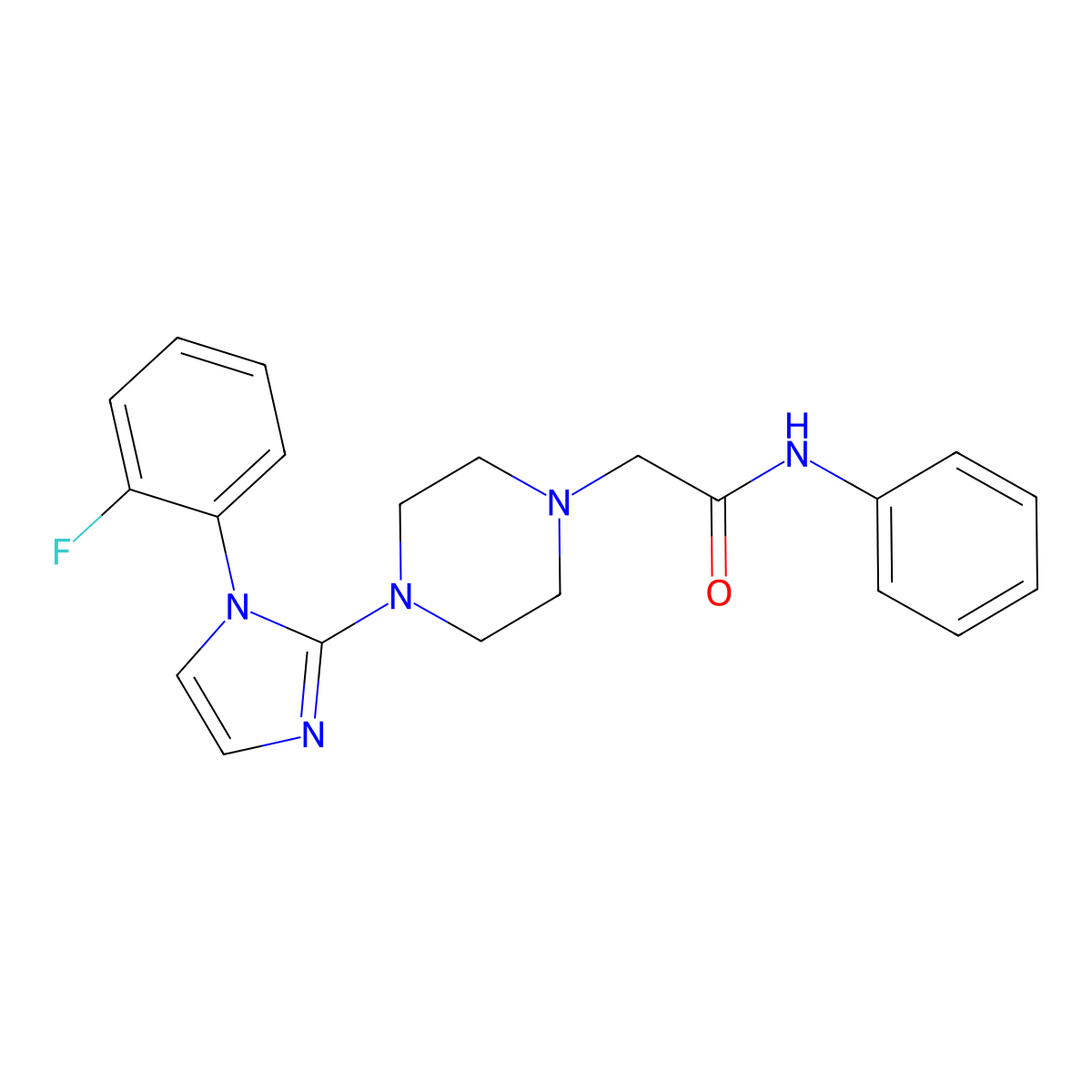 2-(4-(1-(2-fluorophenyl)-1H-imidazol-2-yl)piperazin-1-yl)-N-phenylacetamide molecular structure, CAS 1021132-39-7