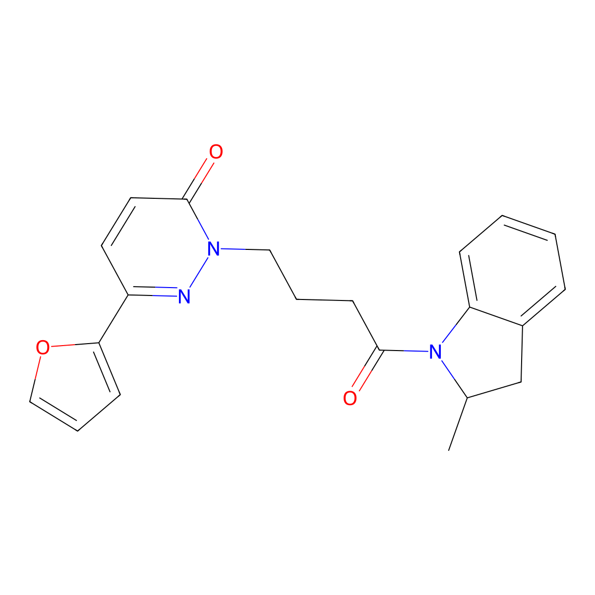 6-(furan-2-yl)-2-(4-(2-methylindolin-1-yl)-4-oxobutyl)pyridazin-3(2H)-one molecular structure, CAS 1021132-63-7