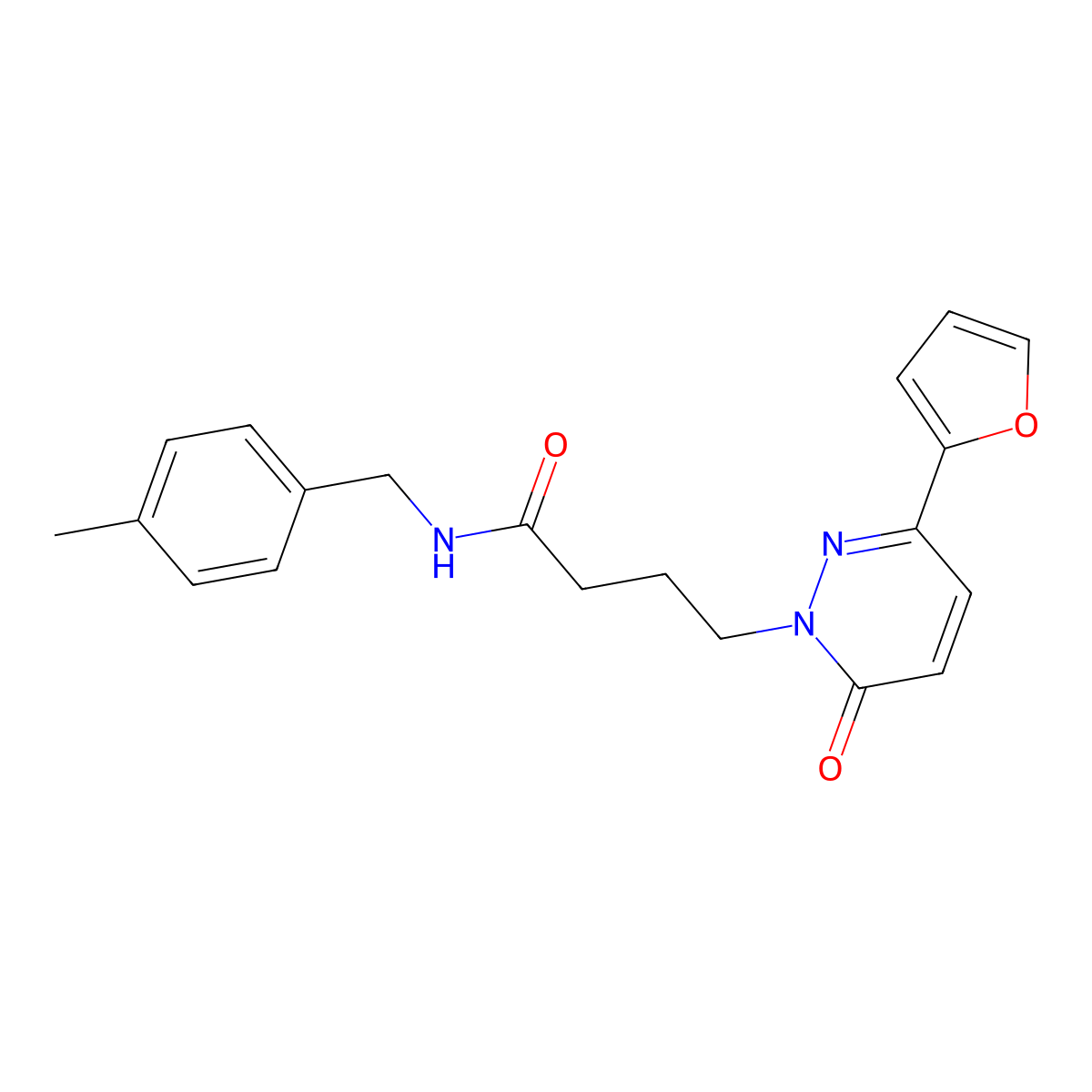 4-(3-(furan-2-yl)-6-oxopyridazin-1(6H)-yl)-N-(4-methylbenzyl)butanamide molecular structure, CAS 1021132-69-3