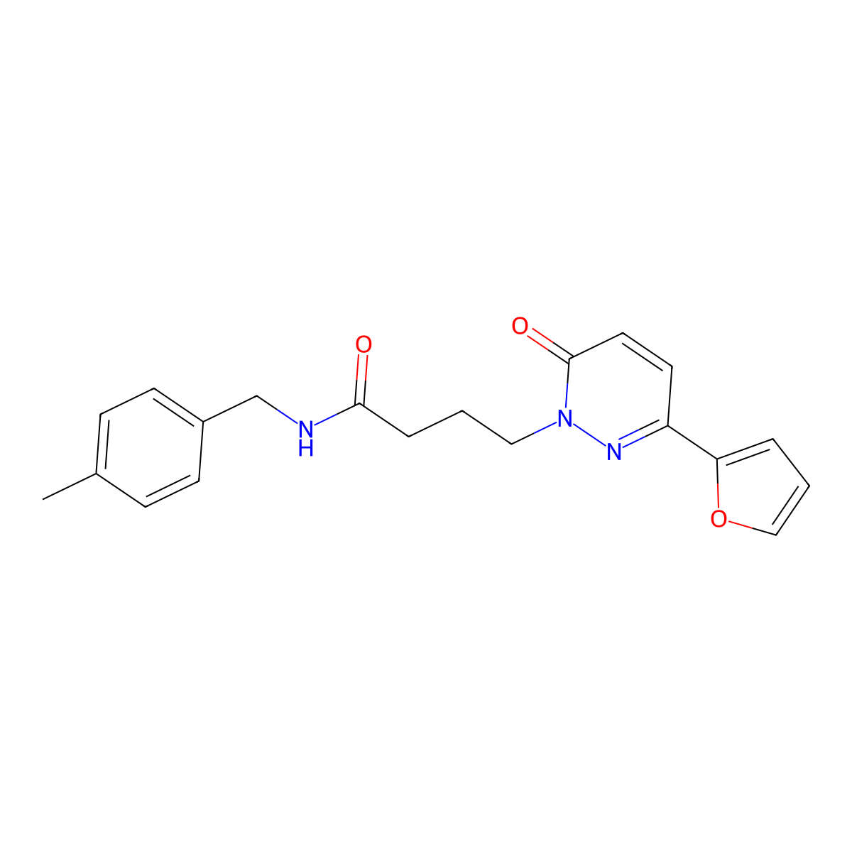 4-(3-(furan-2-yl)-6-oxopyridazin-1(6H)-yl)-N-(4-methylbenzyl)butanamide molecular structure, CAS 1021132-69-3