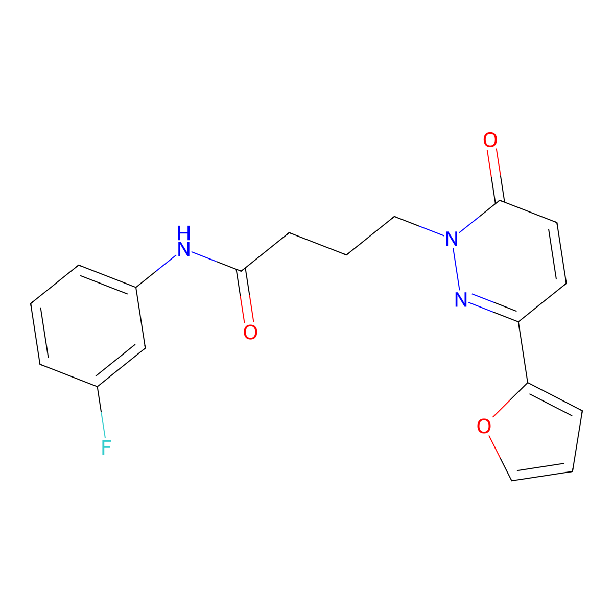 N-(3-fluorophenyl)-4-(3-(furan-2-yl)-6-oxopyridazin-1(6H)-yl)butanamide molecular structure, CAS 1021132-72-8