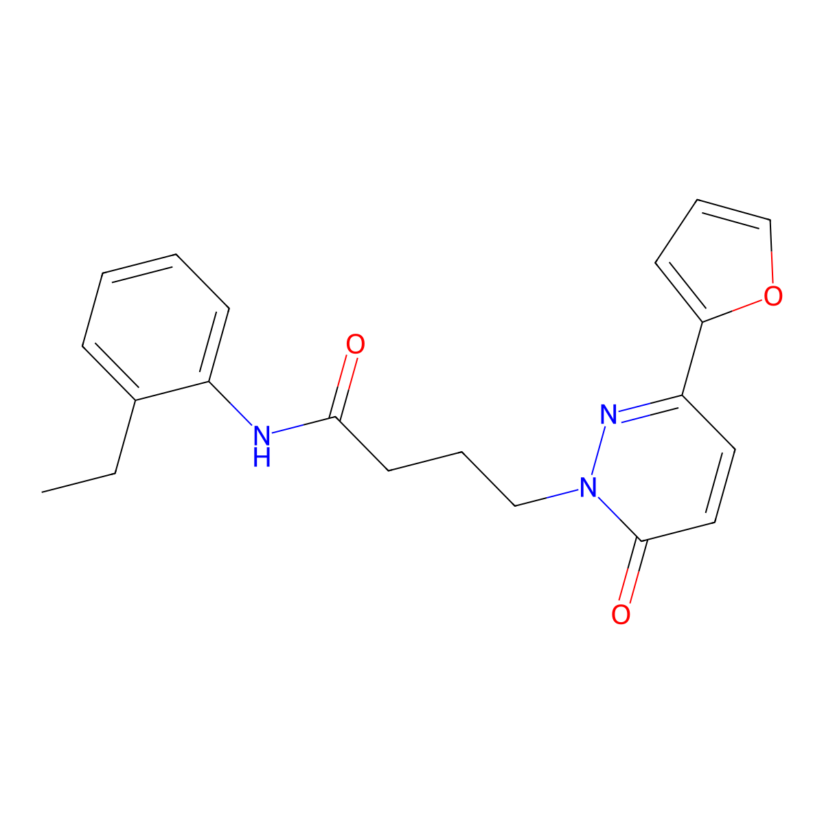 N-(2-ethylphenyl)-4-(3-(furan-2-yl)-6-oxopyridazin-1(6H)-yl)butanamide molecular structure, CAS 1021132-75-1