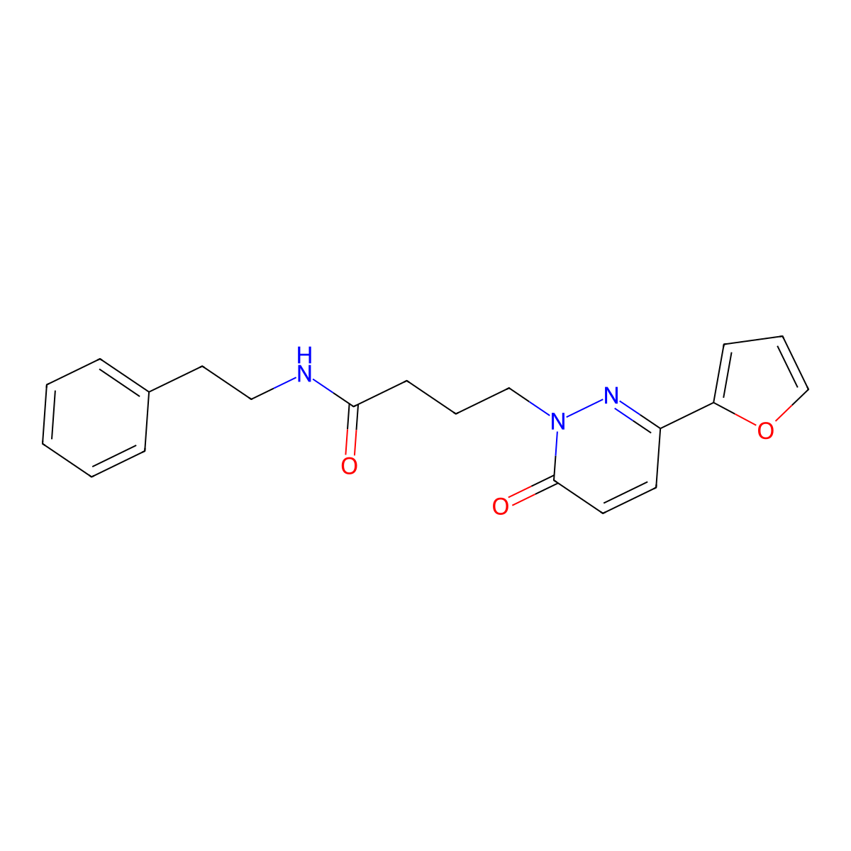 4-(3-(furan-2-yl)-6-oxopyridazin-1(6H)-yl)-N-phenethylbutanamide molecular structure, CAS 1021132-77-3