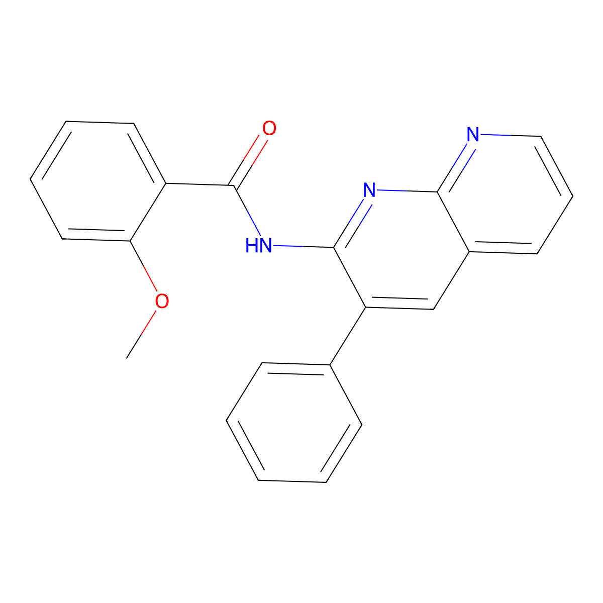 2-methoxy-N-(3-phenyl-1,8-naphthyridin-2-yl)benzamide molecular structure, CAS 1021132-97-7