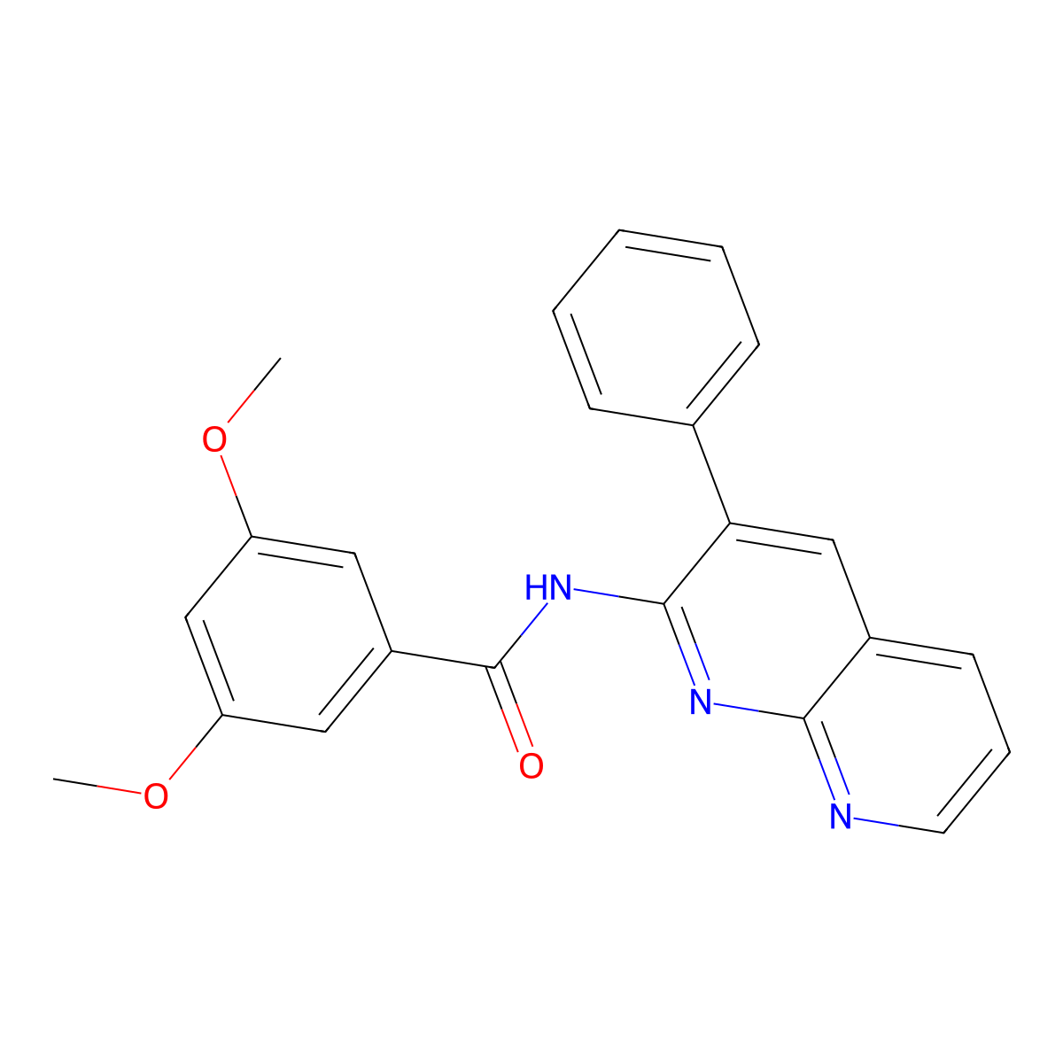 3,5-dimethoxy-N-(3-phenyl-1,8-naphthyridin-2-yl)benzamide molecular structure, CAS 1021132-99-9