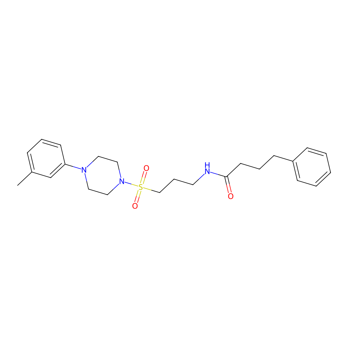 4-phenyl-N-(3-((4-(m-tolyl)piperazin-1-yl)sulfonyl)propyl)butanamide molecular structure, CAS 1021133-15-2