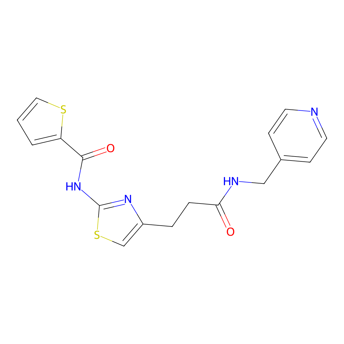 N-(4-(3-oxo-3-((pyridin-4-ylmethyl)amino)propyl)thiazol-2-yl)thiophene-2-carboxamide molecular structure, CAS 1021133-26-5