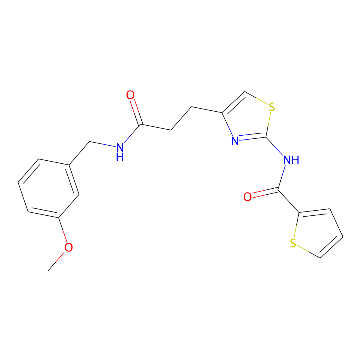 N-(4-(3-((3-methoxybenzyl)amino)-3-oxopropyl)thiazol-2-yl)thiophene-2-carboxamide molecular structure, CAS 1021133-45-8