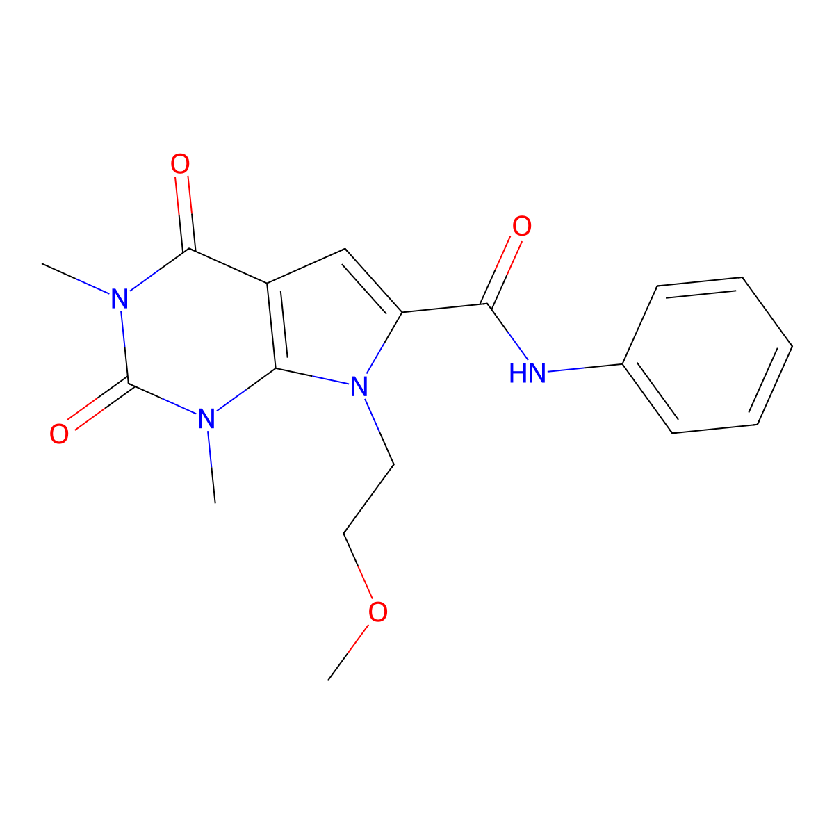7-(2-methoxyethyl)-1,3-dimethyl-2,4-dioxo-N-phenyl-2,3,4,7-tetrahydro-1H-pyrrolo[2,3-d]pyrimidine-6-carboxamide molecular structure, CAS 1021133-60-7