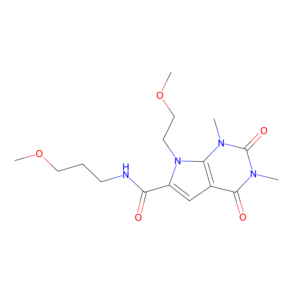 7-(2-methoxyethyl)-N-(3-methoxypropyl)-1,3-dimethyl-2,4-dioxo-2,3,4,7-tetrahydro-1H-pyrrolo[2,3-d]pyrimidine-6-carboxamide molecular structure, CAS 1021133-62-9