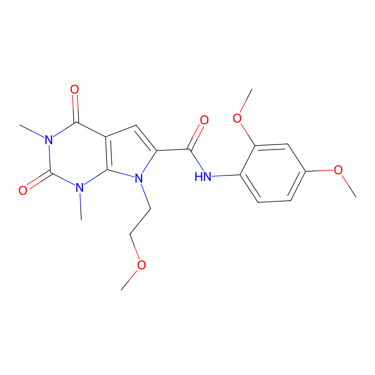 N-(2,4-dimethoxyphenyl)-7-(2-methoxyethyl)-1,3-dimethyl-2,4-dioxo-2,3,4,7-tetrahydro-1H-pyrrolo[2,3-d]pyrimidine-6-carboxamide molecular structure, CAS 1021133-68-5