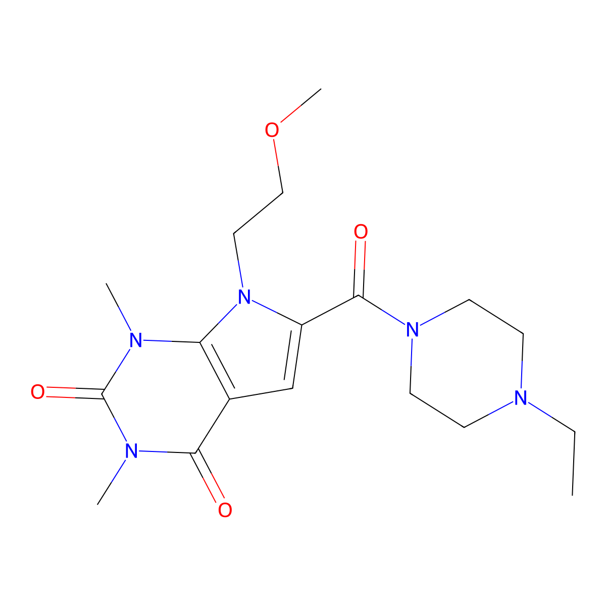 6-(4-ethylpiperazine-1-carbonyl)-7-(2-methoxyethyl)-1,3-dimethyl-1H-pyrrolo[2,3-d]pyrimidine-2,4(3H,7H)-dione molecular structure, CAS 1021133-71-0