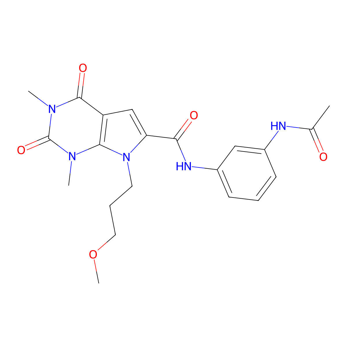 N-(3-acetamidophenyl)-7-(3-methoxypropyl)-1,3-dimethyl-2,4-dioxo-2,3,4,7-tetrahydro-1H-pyrrolo[2,3-d]pyrimidine-6-carboxamide molecular structure, CAS 1021133-84-5