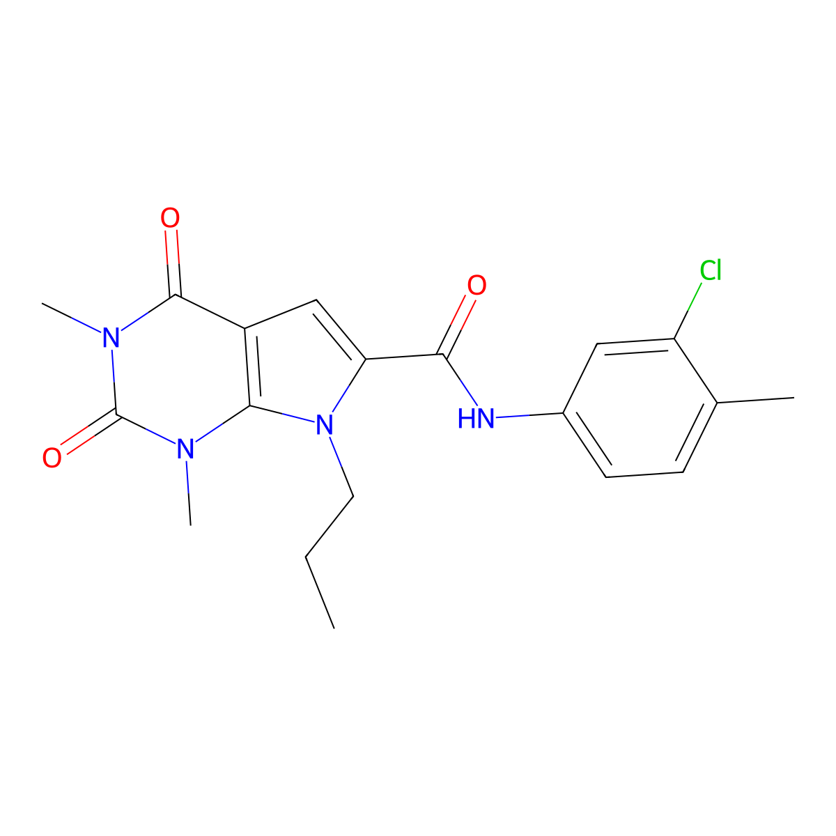 N-(3-chloro-4-methylphenyl)-1,3-dimethyl-2,4-dioxo-7-propyl-2,3,4,7-tetrahydro-1H-pyrrolo[2,3-d]pyrimidine-6-carboxamide molecular structure, CAS 1021133-90-3