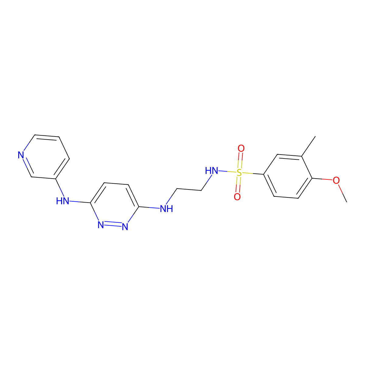 4-methoxy-3-methyl-N-(2-((6-(pyridin-3-ylamino)pyridazin-3-yl)amino)ethyl)benzenesulfonamide molecular structure, CAS 1021134-12-2