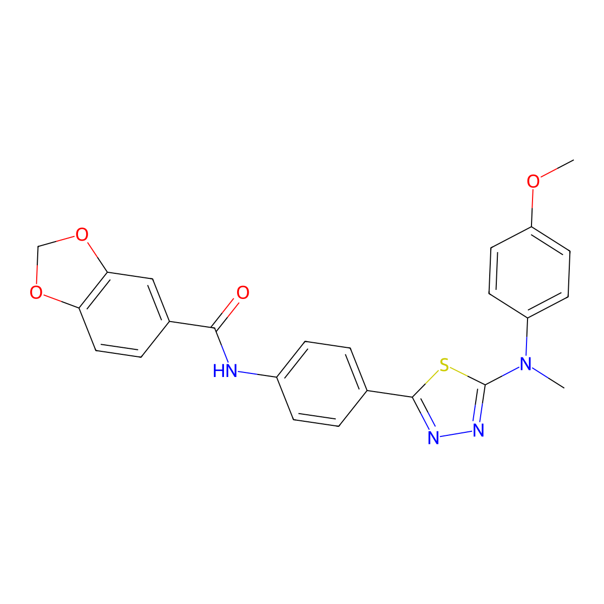 N-(4-(5-((4-methoxyphenyl)(methyl)amino)-1,3,4-thiadiazol-2-yl)phenyl)benzo[d][1,3]dioxole-5-carboxamide molecular structure, CAS 1021134-23-5