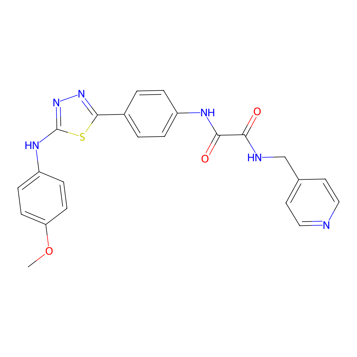 N1-(4-(5-((4-methoxyphenyl)amino)-1,3,4-thiadiazol-2-yl)phenyl)-N2-(pyridin-4-ylmethyl)oxalamide molecular structure, CAS 1021134-32-6