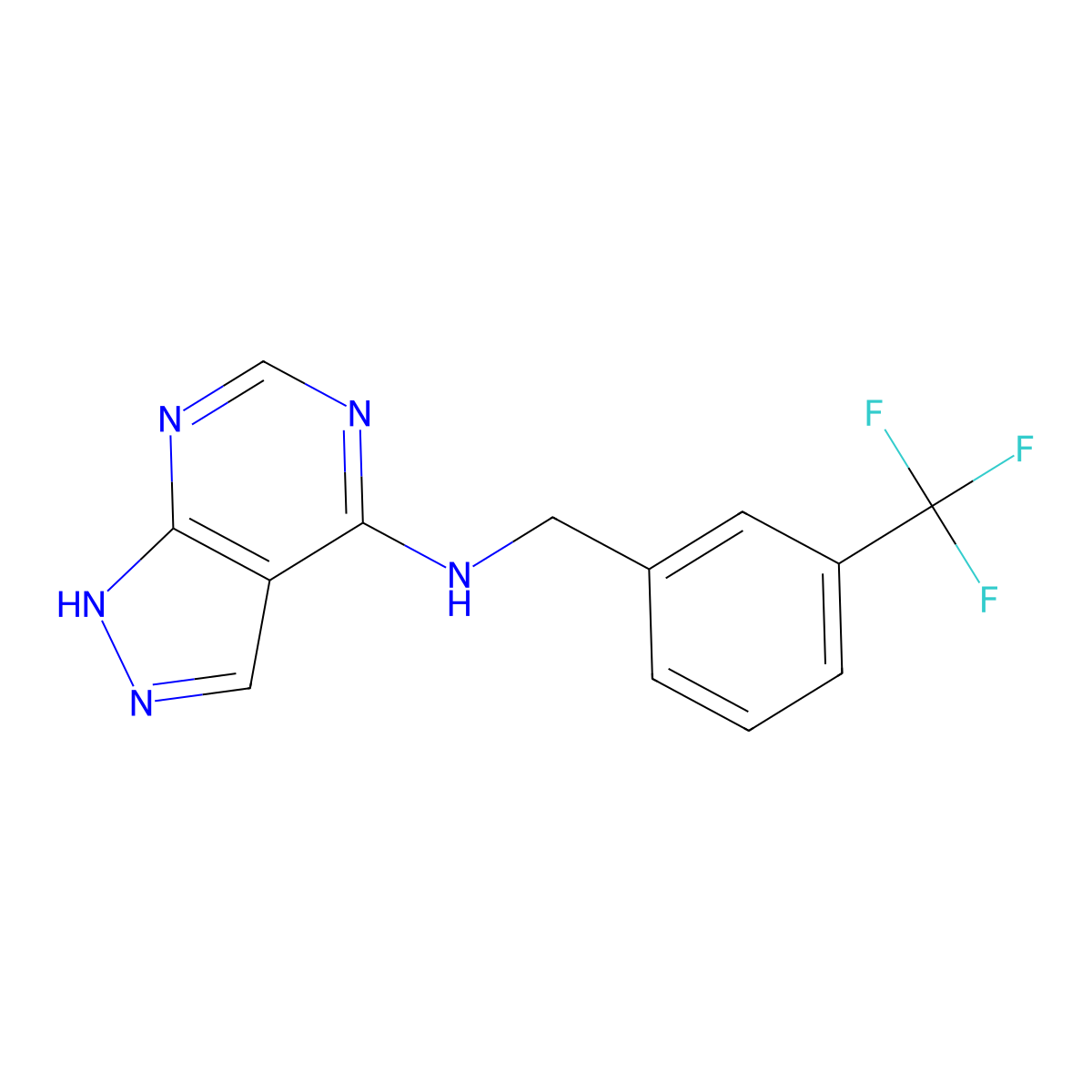 N-(3-(trifluoromethyl)benzyl)-1H-pyrazolo[3,4-d]pyrimidin-4-amine molecular structure, CAS 1021134-43-9