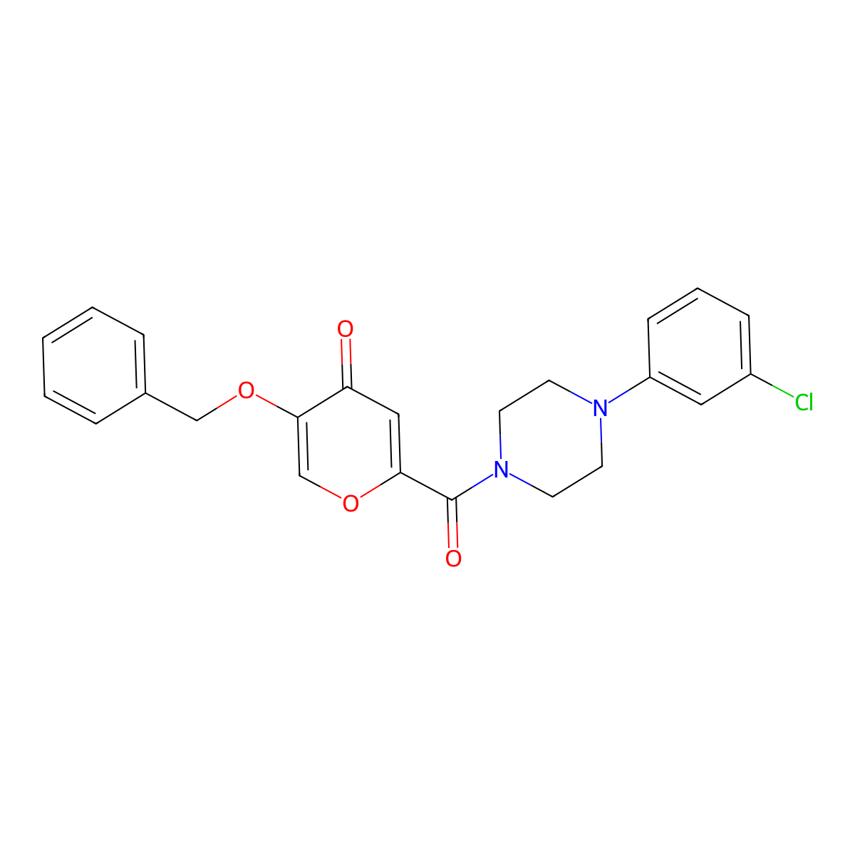 5-(benzyloxy)-2-(4-(3-chlorophenyl)piperazine-1-carbonyl)-4H-pyran-4-one molecular structure, CAS 1021134-48-4