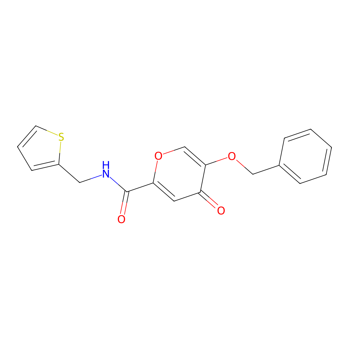 5-(benzyloxy)-4-oxo-N-(thiophen-2-ylmethyl)-4H-pyran-2-carboxamide molecular structure, CAS 1021134-54-2