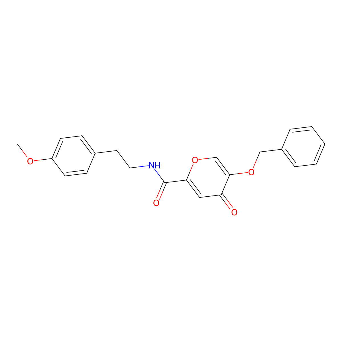5-(benzyloxy)-N-(4-methoxyphenethyl)-4-oxo-4H-pyran-2-carboxamide molecular structure, CAS 1021134-55-3