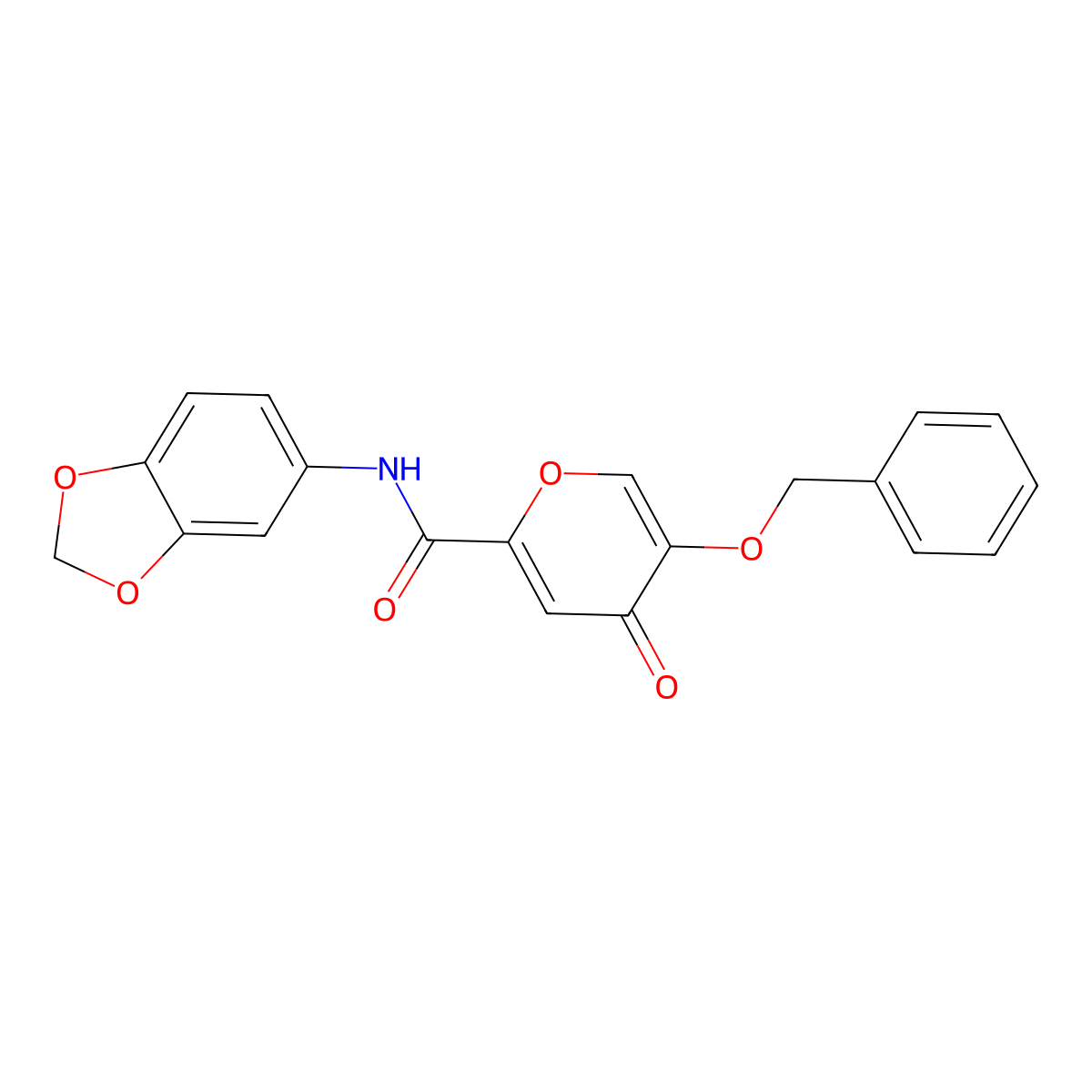 N-(1,3-benzodioxol-5-yl)-5-(benzyloxy)-4-oxo-4H-pyran-2-carboxamide molecular structure, CAS 1021134-57-5