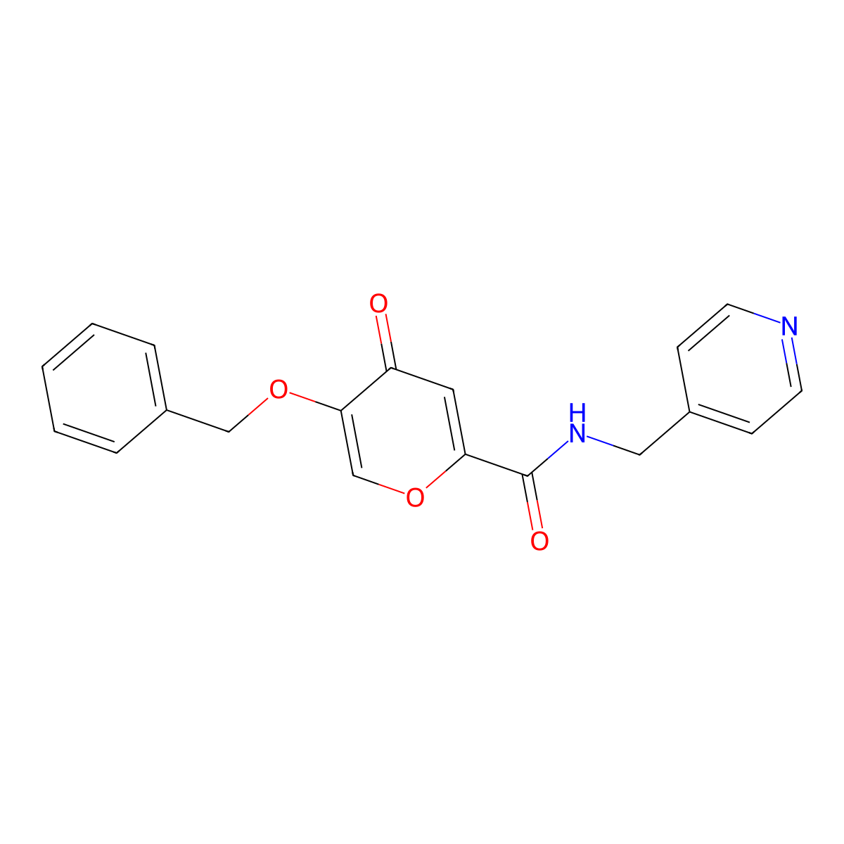 5-(benzyloxy)-4-oxo-N-(pyridin-4-ylmethyl)-4H-pyran-2-carboxamide molecular structure, CAS 1021134-59-7