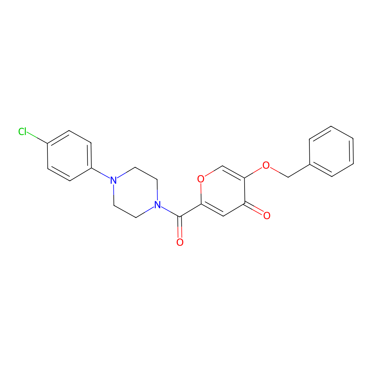 5-(benzyloxy)-2-(4-(4-chlorophenyl)piperazine-1-carbonyl)-4H-pyran-4-one molecular structure, CAS 1021134-60-0