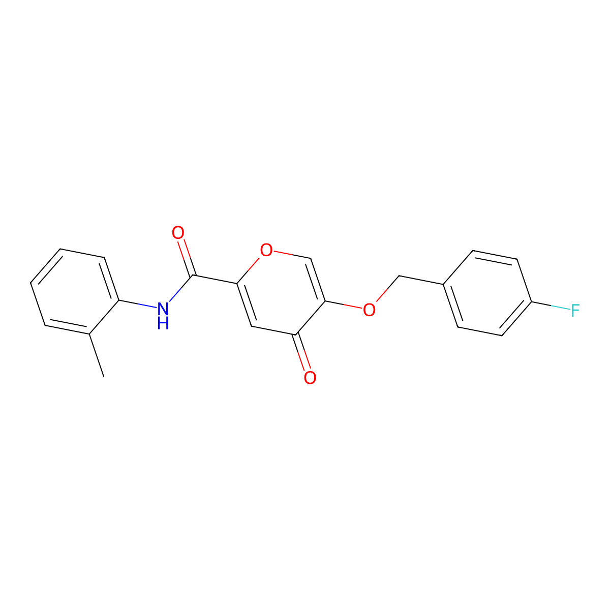 5-((4-fluorobenzyl)oxy)-4-oxo-N-(o-tolyl)-4H-pyran-2-carboxamide molecular structure, CAS 1021134-76-8