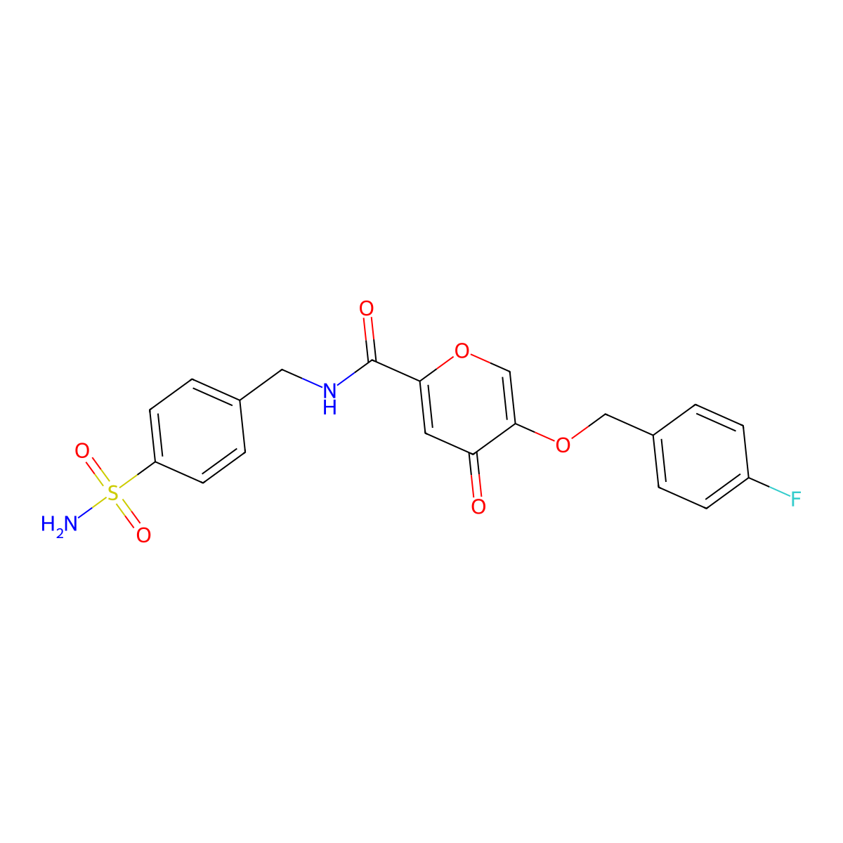 5-((4-fluorobenzyl)oxy)-4-oxo-N-(4-sulfamoylbenzyl)-4H-pyran-2-carboxamide molecular structure, CAS 1021134-94-0