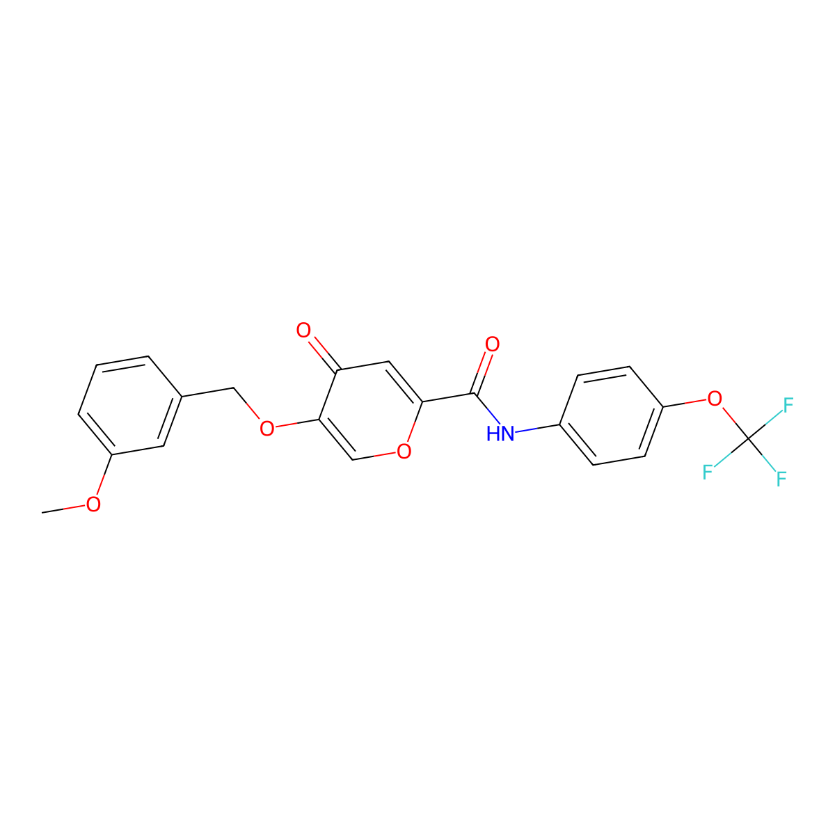 5-((3-methoxybenzyl)oxy)-4-oxo-N-(4-(trifluoromethoxy)phenyl)-4H-pyran-2-carboxamide molecular structure, CAS 1021135-05-6
