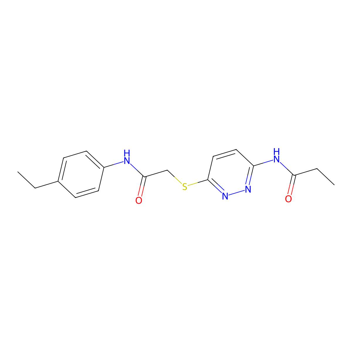 N-(6-((2-((4-ethylphenyl)amino)-2-oxoethyl)thio)pyridazin-3-yl)propionamide molecular structure, CAS 1021135-60-3