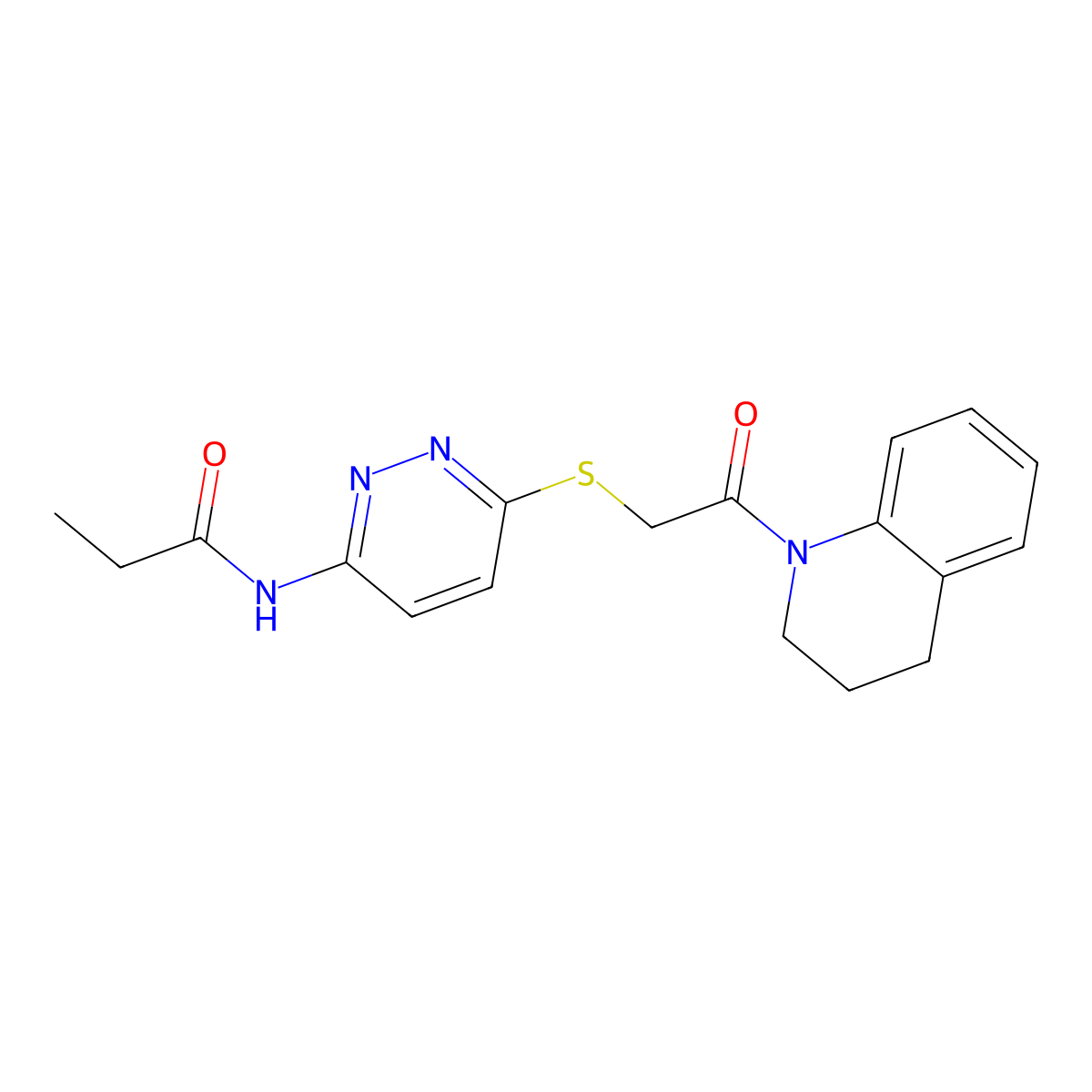 N-(6-((2-(3,4-dihydroquinolin-1(2H)-yl)-2-oxoethyl)thio)pyridazin-3-yl)propionamide molecular structure, CAS 1021135-74-9