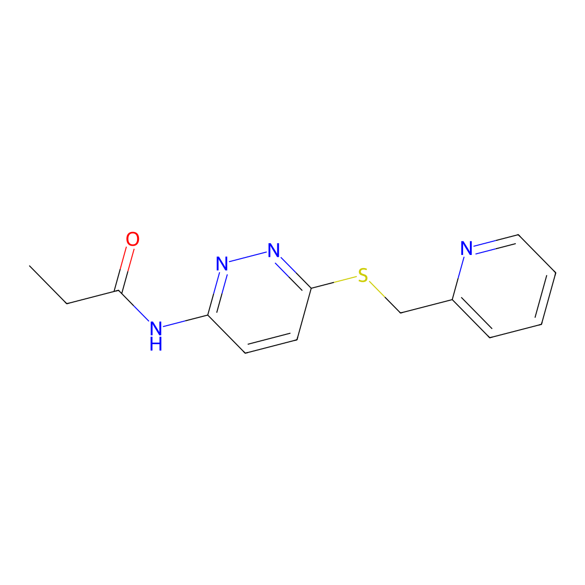 N-(6-((pyridin-2-ylmethyl)thio)pyridazin-3-yl)propionamide molecular structure, CAS 1021135-80-7