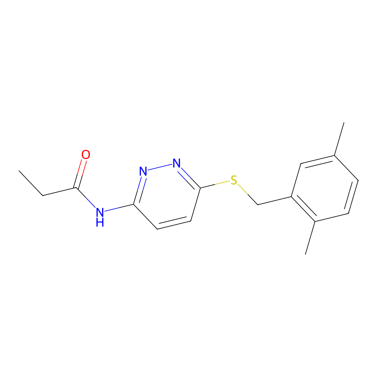 N-(6-((2,5-dimethylbenzyl)thio)pyridazin-3-yl)propionamide molecular structure, CAS 1021135-83-0