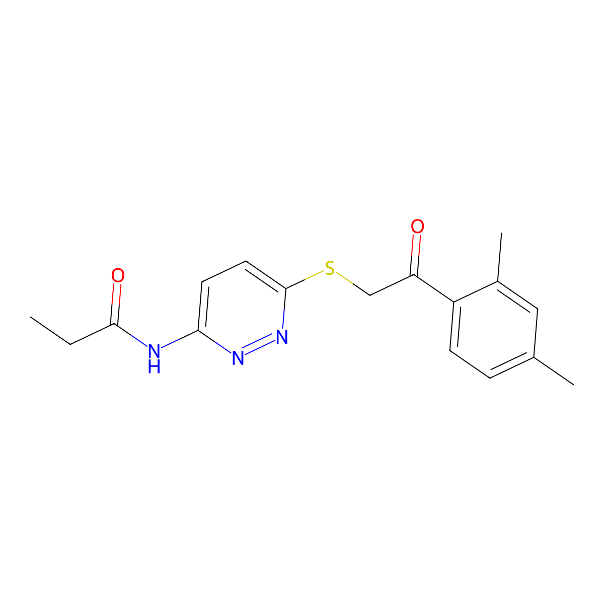 N-(6-((2-(2,4-dimethylphenyl)-2-oxoethyl)thio)pyridazin-3-yl)propionamide molecular structure, CAS 1021135-92-1