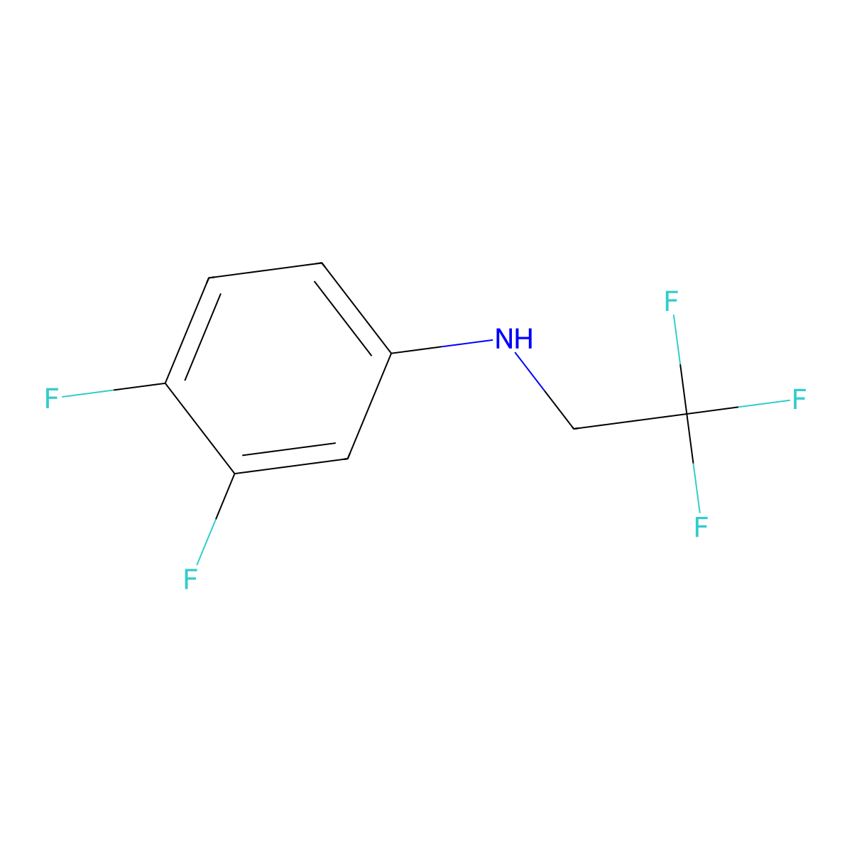 3,4-difluoro-N-(2,2,2-trifluoroethyl)aniline molecular structure, CAS 1021136-24-2