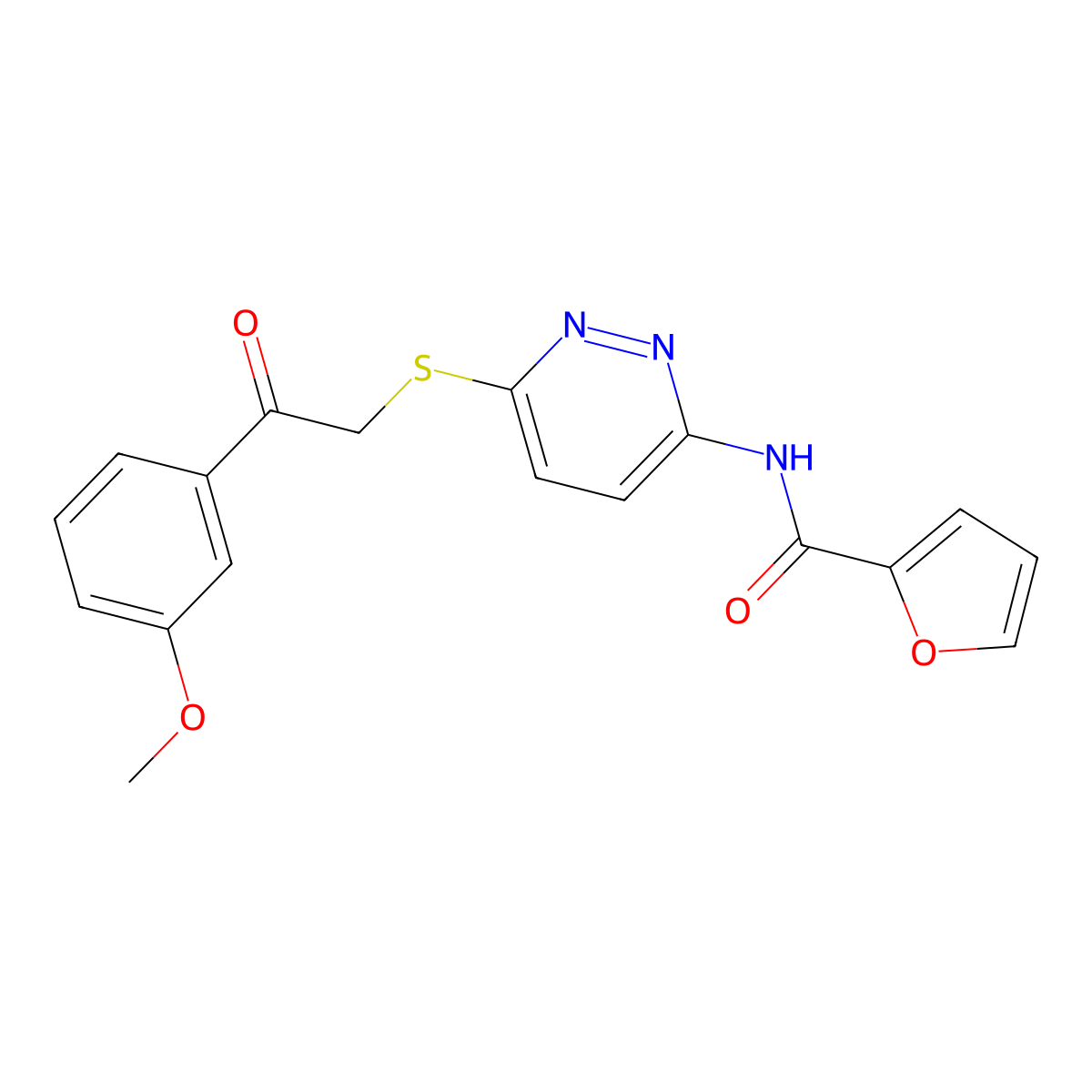 N-(6-((2-(3-methoxyphenyl)-2-oxoethyl)thio)pyridazin-3-yl)furan-2-carboxamide molecular structure, CAS 1021136-40-2