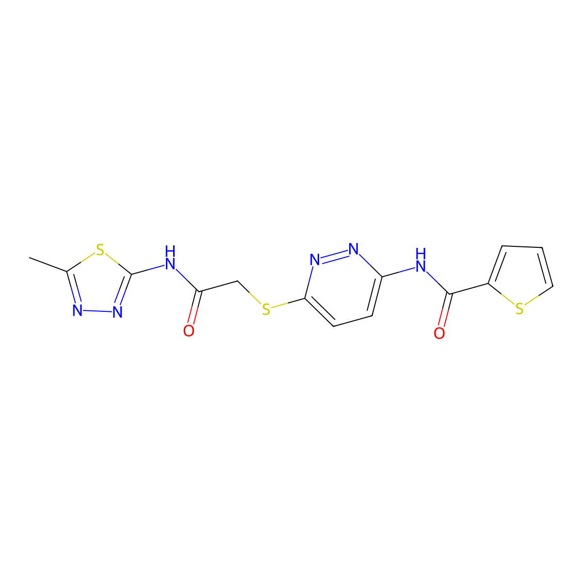 N-(6-((2-((5-methyl-1,3,4-thiadiazol-2-yl)amino)-2-oxoethyl)thio)pyridazin-3-yl)thiophene-2-carboxamide molecular structure, CAS 1021136-81-1