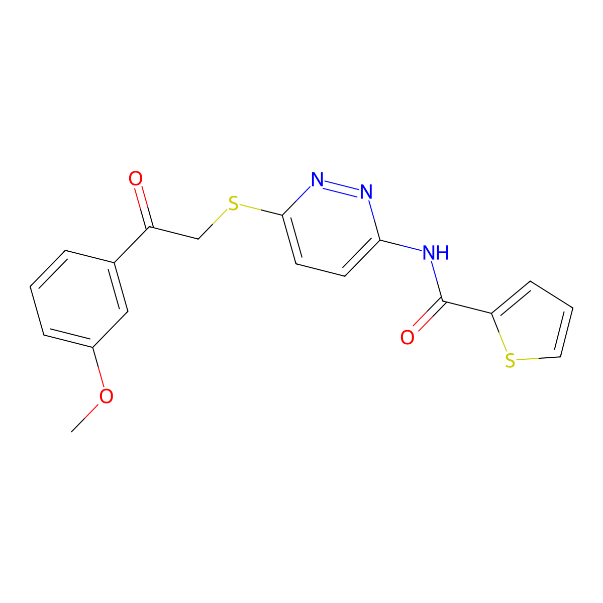 N-(6-((2-(3-methoxyphenyl)-2-oxoethyl)thio)pyridazin-3-yl)thiophene-2-carboxamide molecular structure, CAS 1021136-89-9