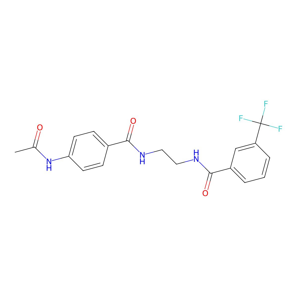 N-(2-(4-acetamidobenzamido)ethyl)-3-(trifluoromethyl)benzamide molecular structure, CAS 1021136-97-9