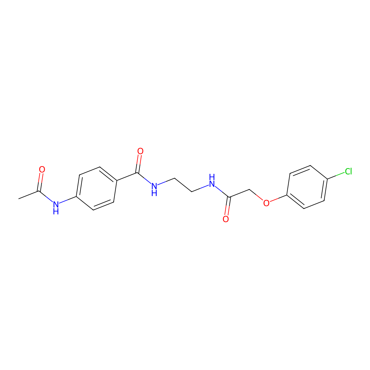 4-acetamido-N-(2-(2-(4-chlorophenoxy)acetamido)ethyl)benzamide molecular structure, CAS 1021137-04-1