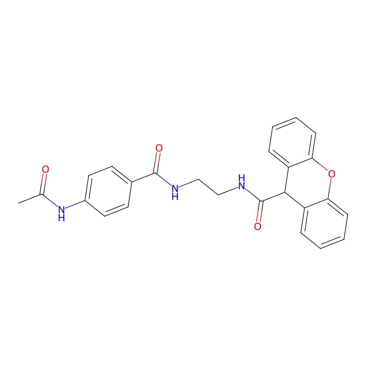 N-(2-(4-acetamidobenzamido)ethyl)-9H-xanthene-9-carboxamide molecular structure, CAS 1021137-10-9