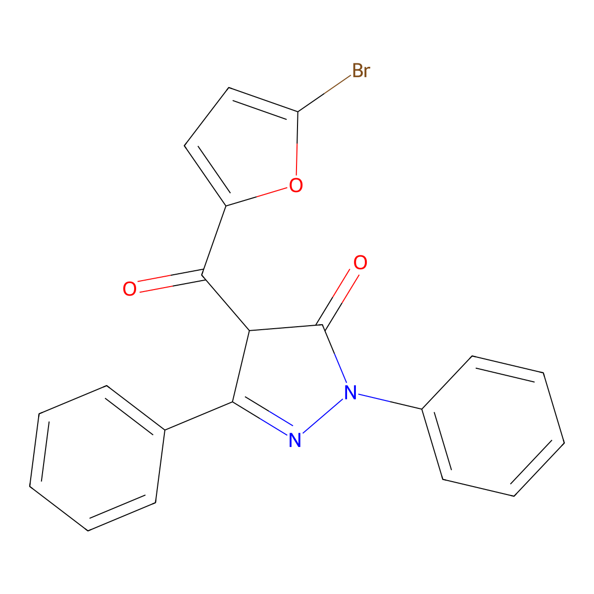 4-(5-bromofuran-2-carbonyl)-1,3-diphenyl-1H-pyrazol-5(4H)-one molecular structure, CAS 1021137-23-4
