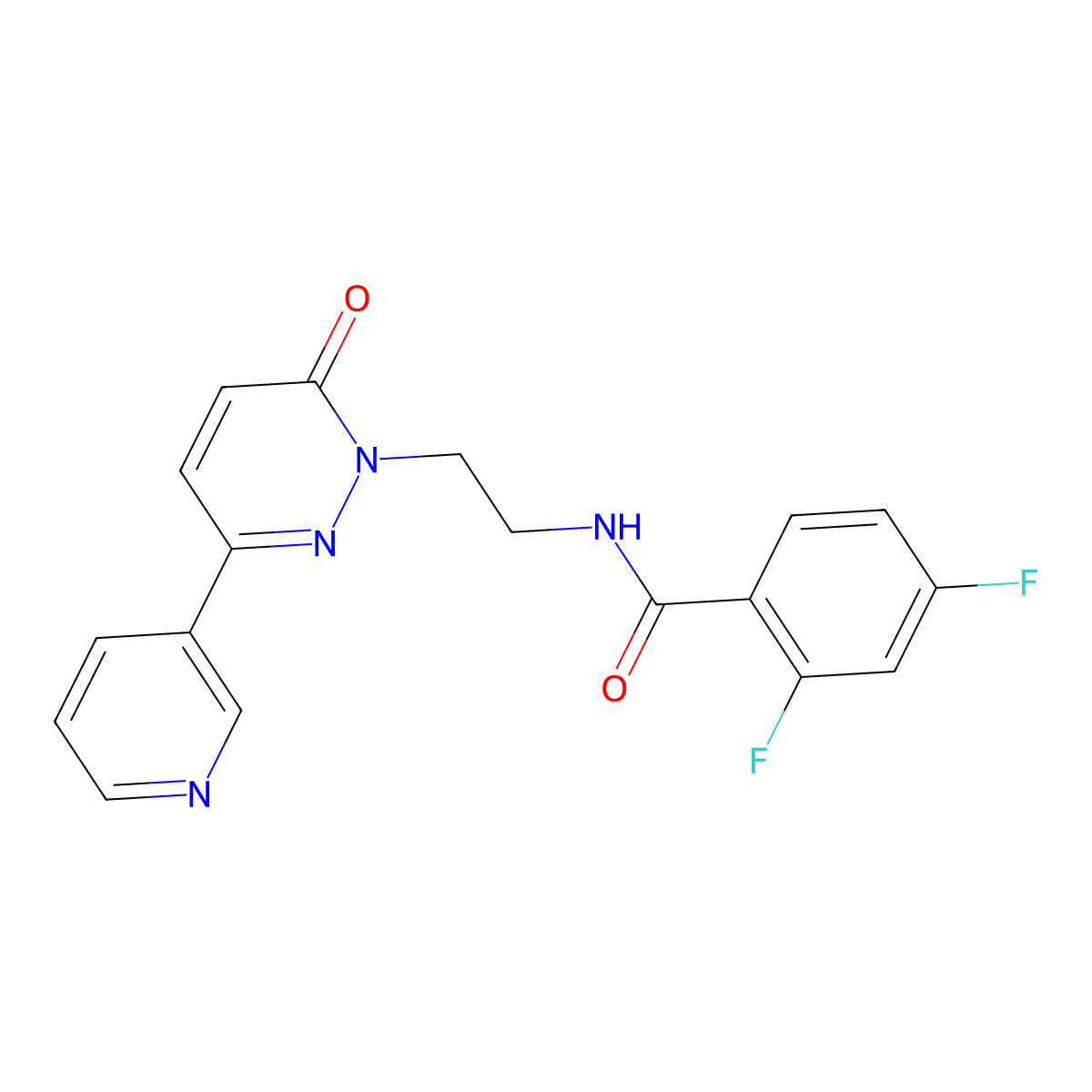 2,4-difluoro-N-(2-(6-oxo-3-(pyridin-3-yl)pyridazin-1(6H)-yl)ethyl)benzamide molecular structure, CAS 1021137-33-6