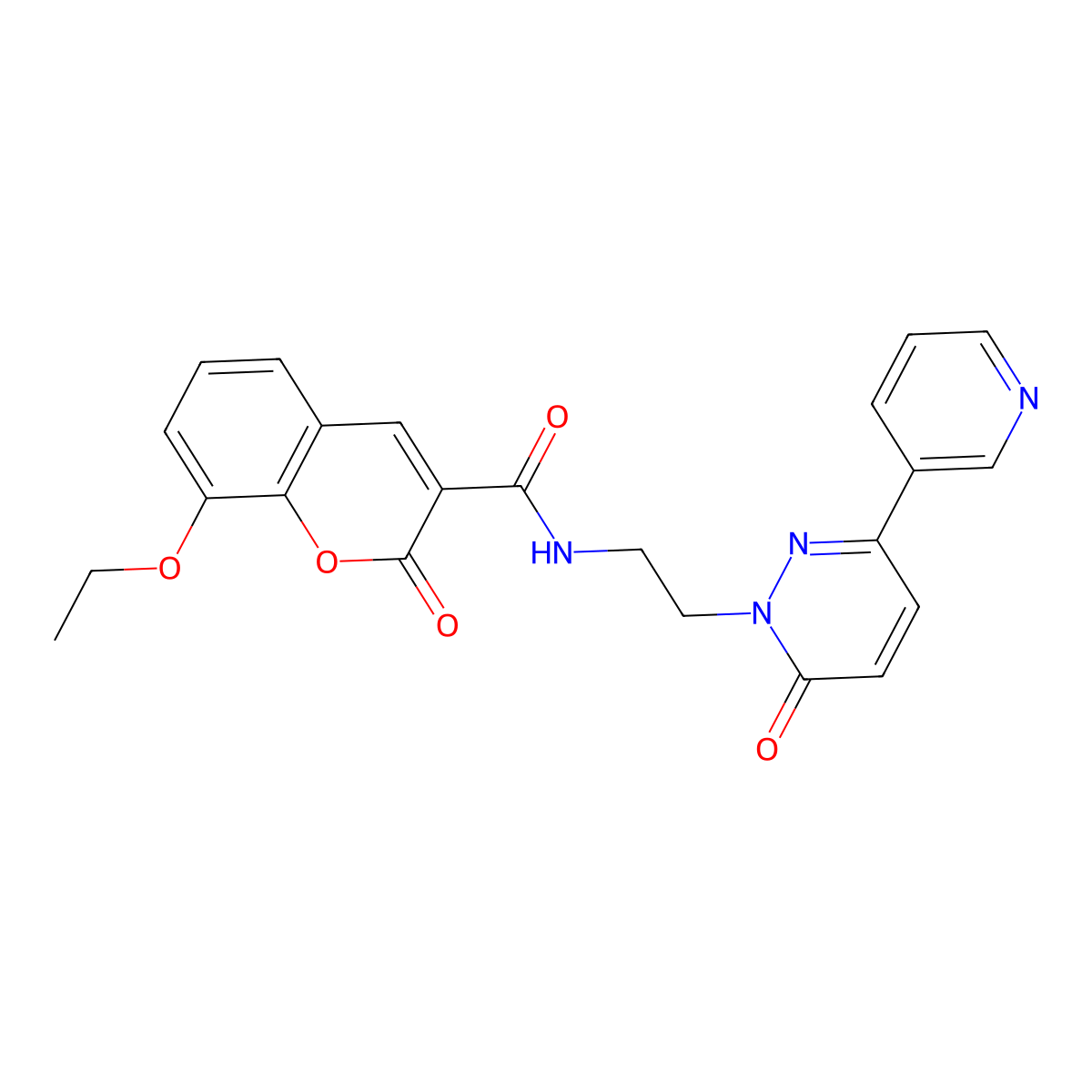 8-ethoxy-2-oxo-N-(2-(6-oxo-3-(pyridin-3-yl)pyridazin-1(6H)-yl)ethyl)-2H-chromene-3-carboxamide molecular structure, CAS 1021137-35-8
