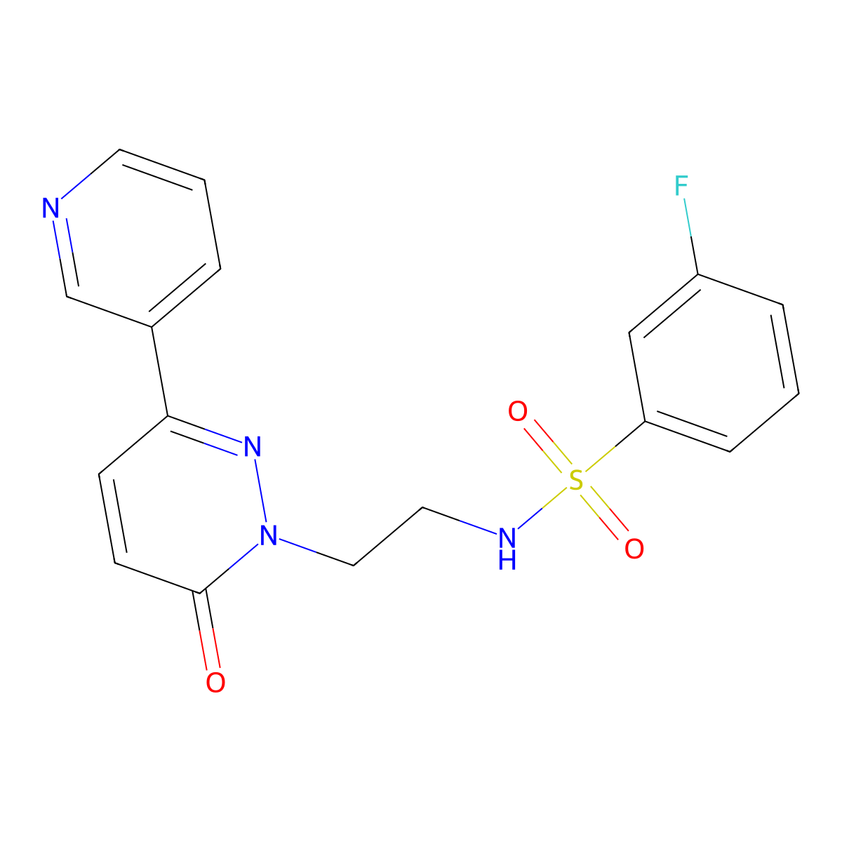 3-fluoro-N-(2-(6-oxo-3-(pyridin-3-yl)pyridazin-1(6H)-yl)ethyl)benzenesulfonamide molecular structure, CAS 1021137-39-2